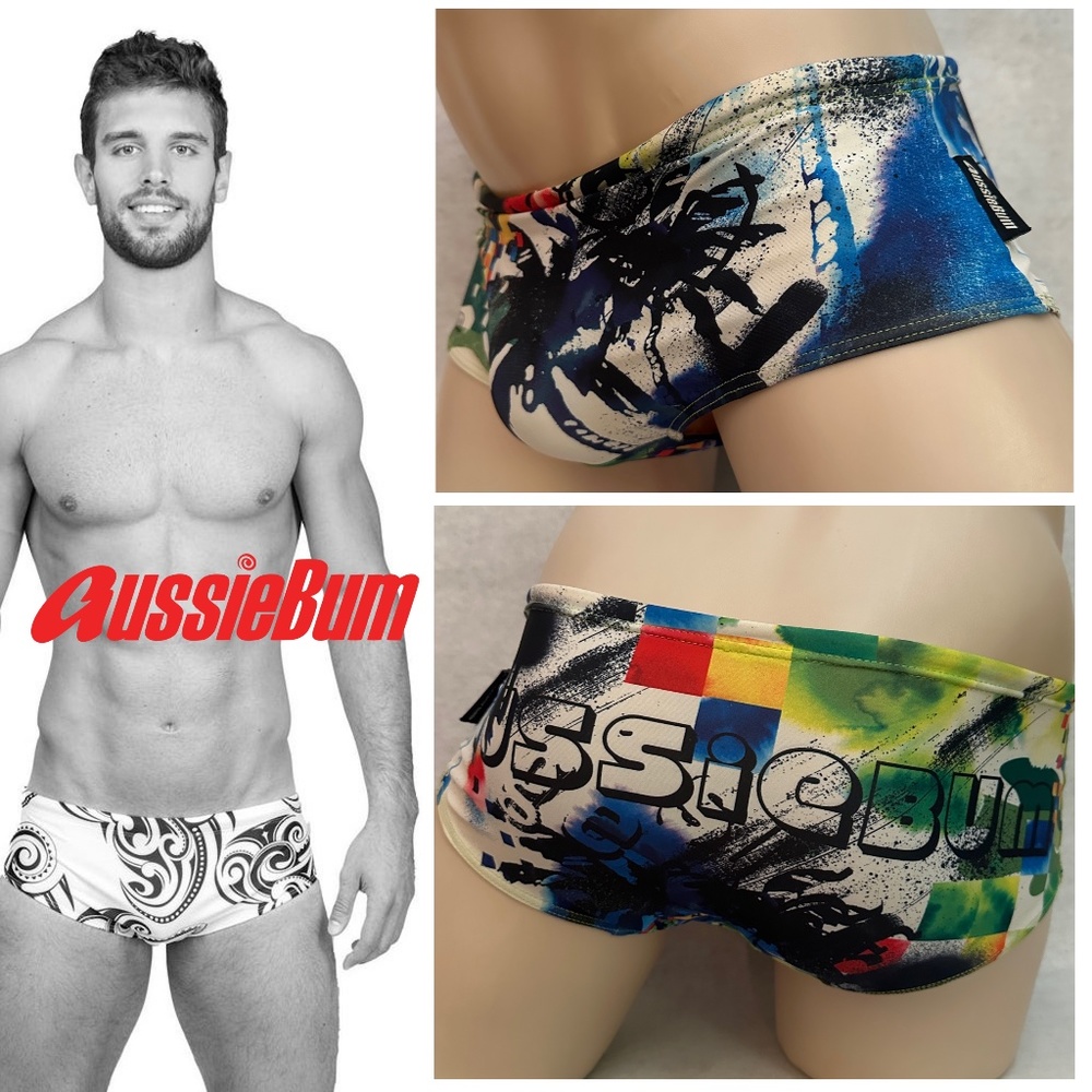 Aussiebum Square Cut Swim Briefs 30-38" waist Nylon / spandex Gently worn